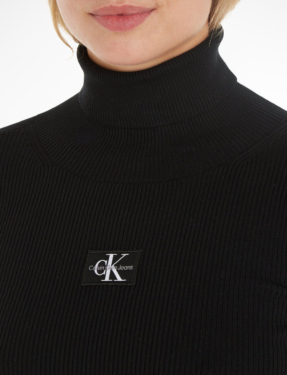 Calvin Klein Jeans Badge Roll Neck Sweater Dress - Short Dresses