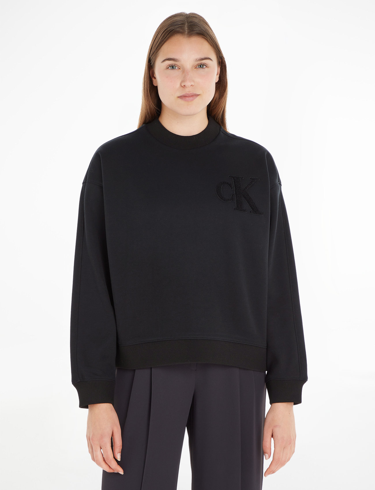 Calvin Klein Jeans - CHENILLE CK CREWNECK - hoodies - ck black - 1