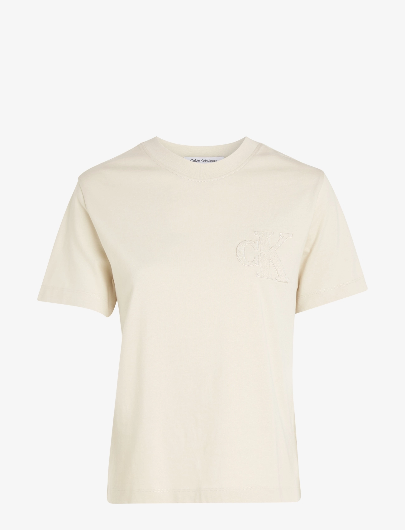 CHENILLE CK RELAXED TEE - EGGSHELL