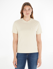 Calvin Klein Jeans - CHENILLE CK RELAXED TEE - marškinėliai - eggshell - 1