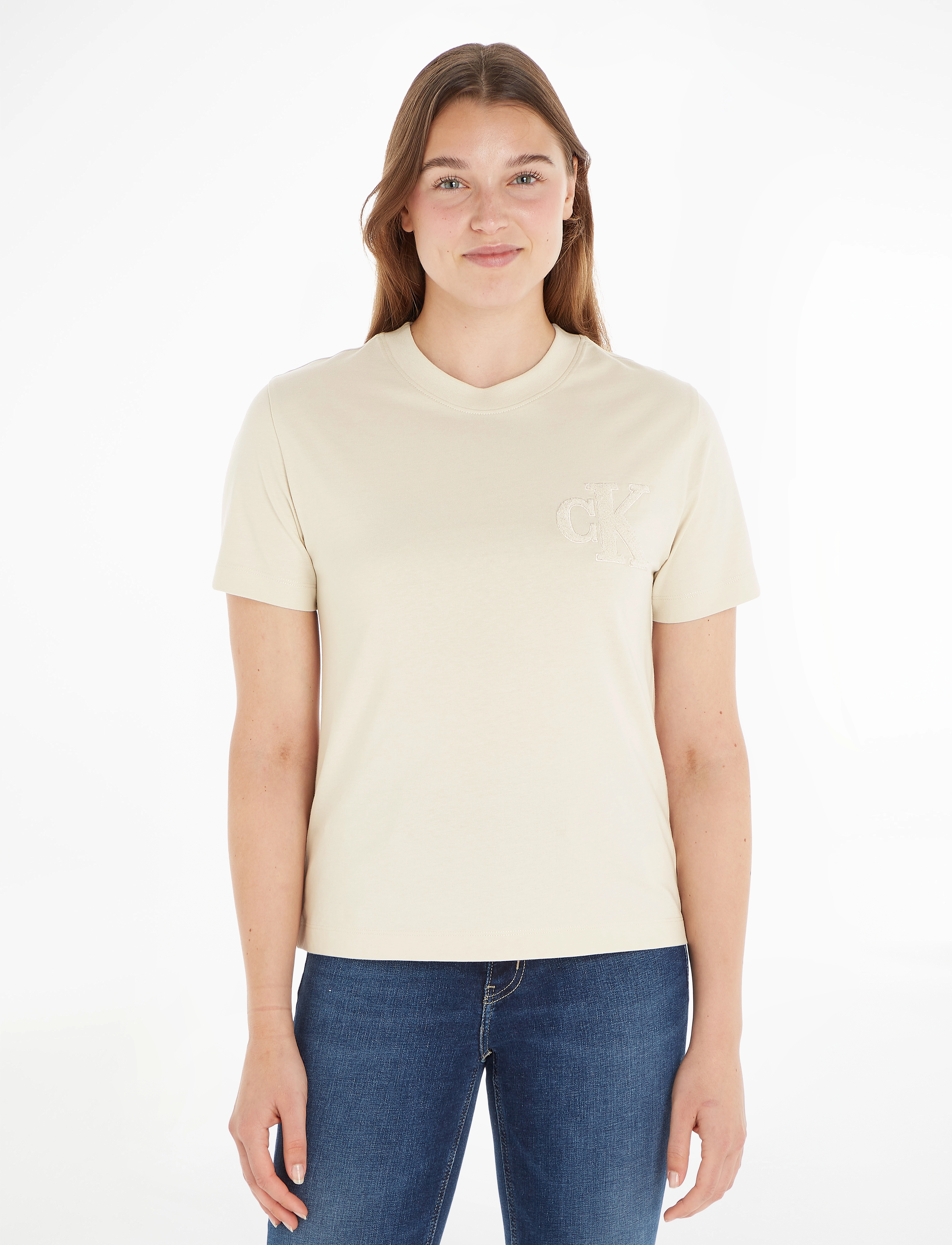Calvin Klein Jeans - CHENILLE CK RELAXED TEE - eggshell - 1