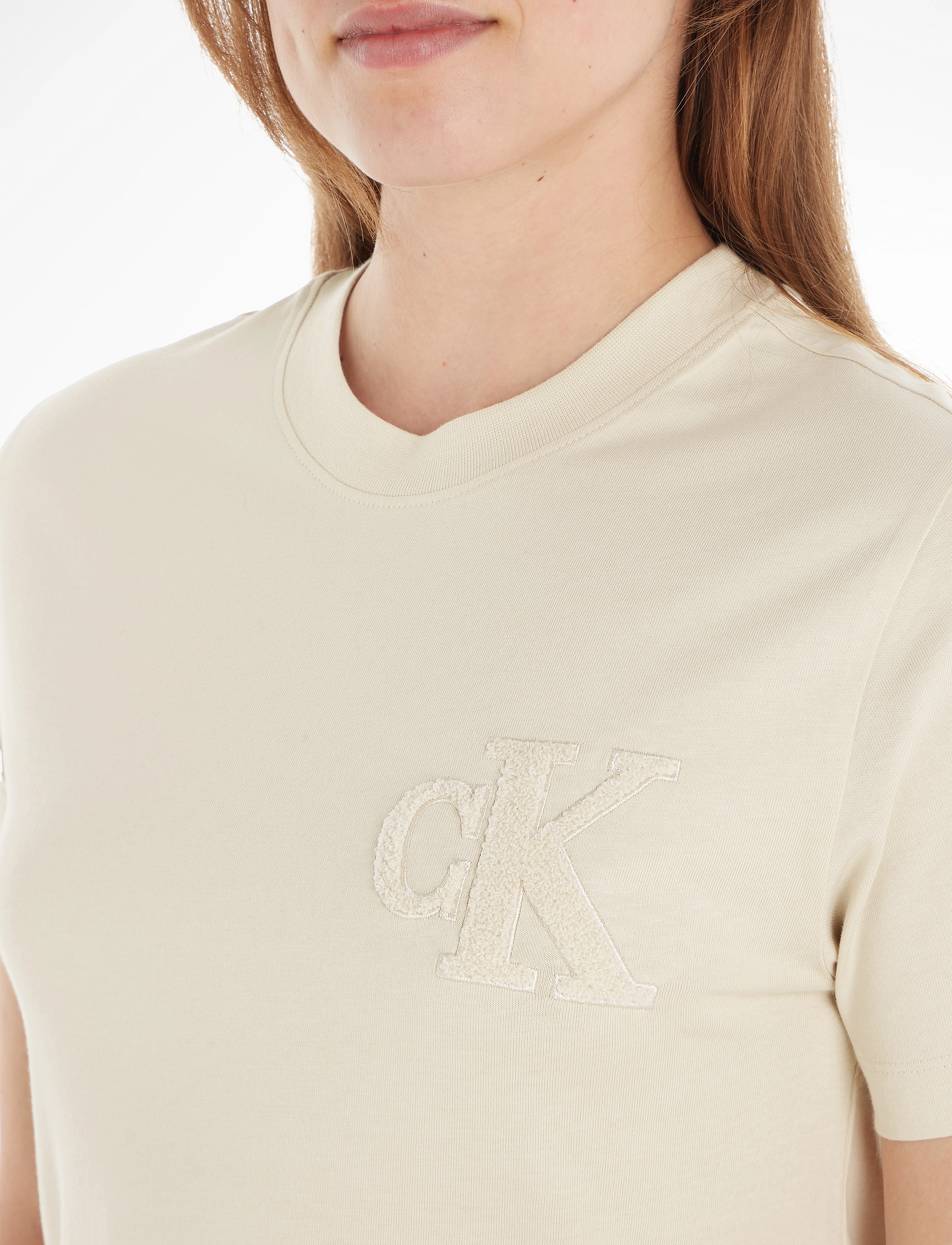 Calvin Klein Jeans - CHENILLE CK RELAXED TEE - eggshell - 3