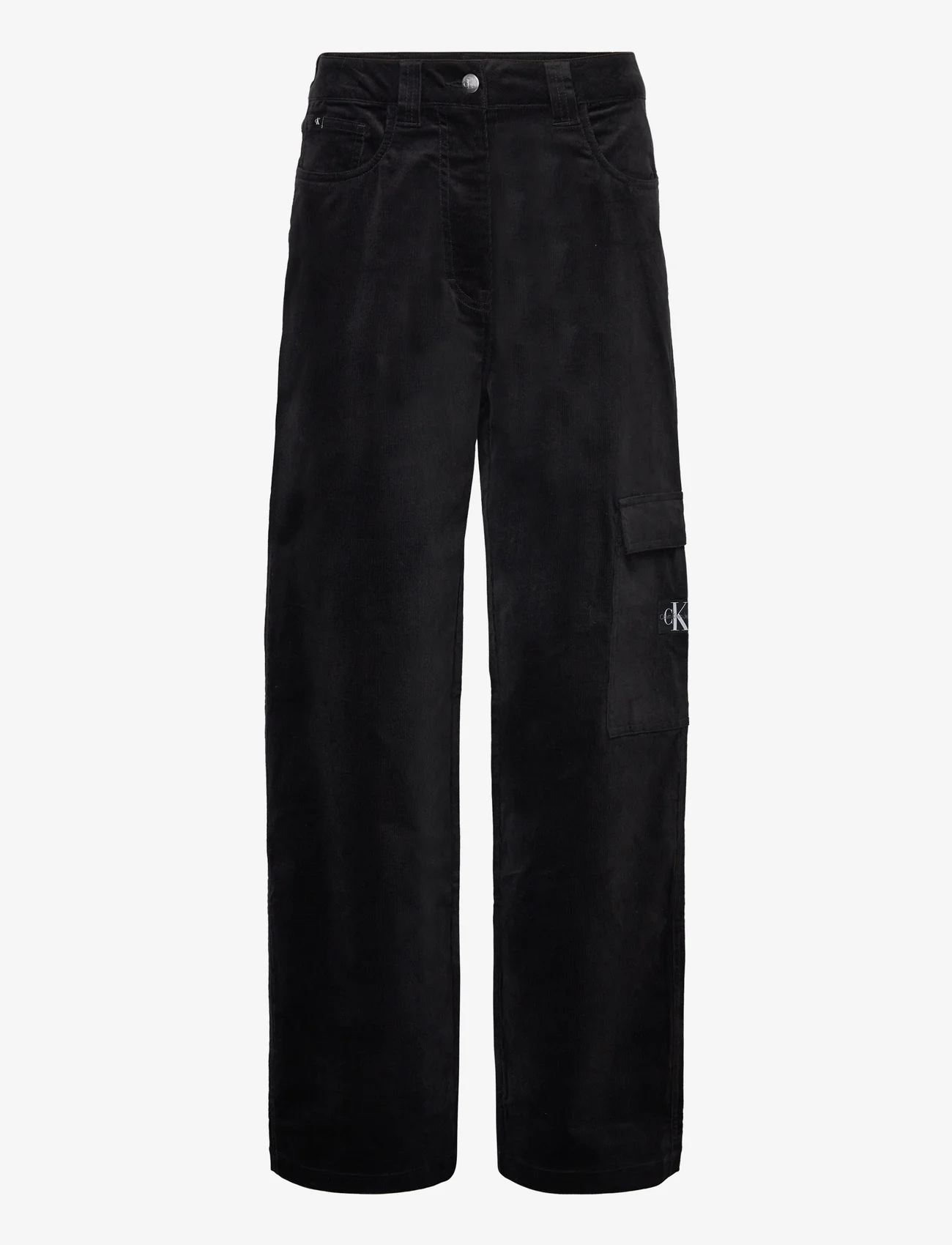 Calvin Klein Jeans - HIGH RISE CORDUROY PANT - cargo pants - ck black - 0