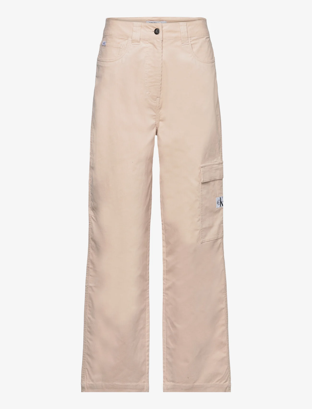 Calvin Klein Jeans - HIGH RISE CORDUROY PANT - spodnie cargo - putty beige - 0