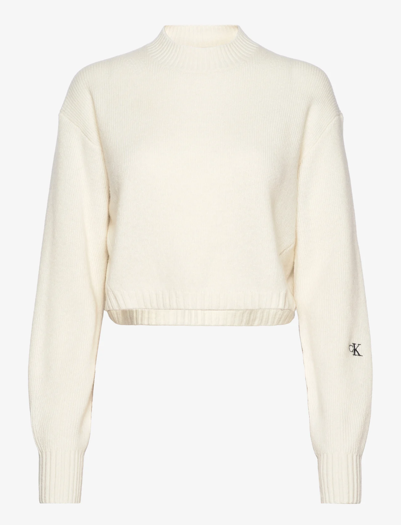 Calvin Klein Jeans - SHORT LAMBSWOOL SWEATER - jumpers - ivory - 0