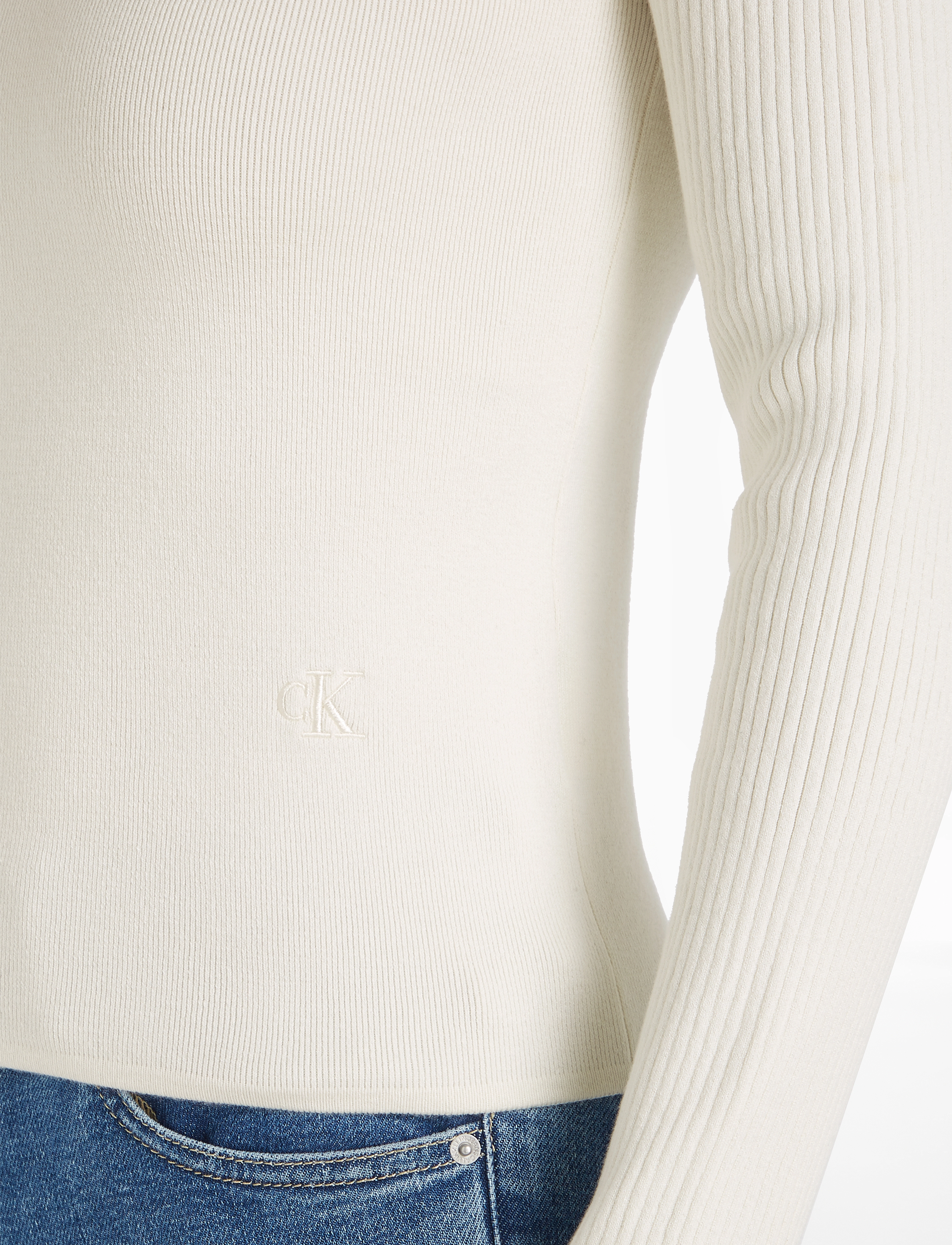 Calvin Klein Jeans - CORSET  DETAIL SWEATER - ivory - 3