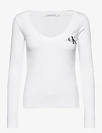 Calvin Klein Jeans Rib V-neck Monologo Long Sleeve - Long-sleeved tops