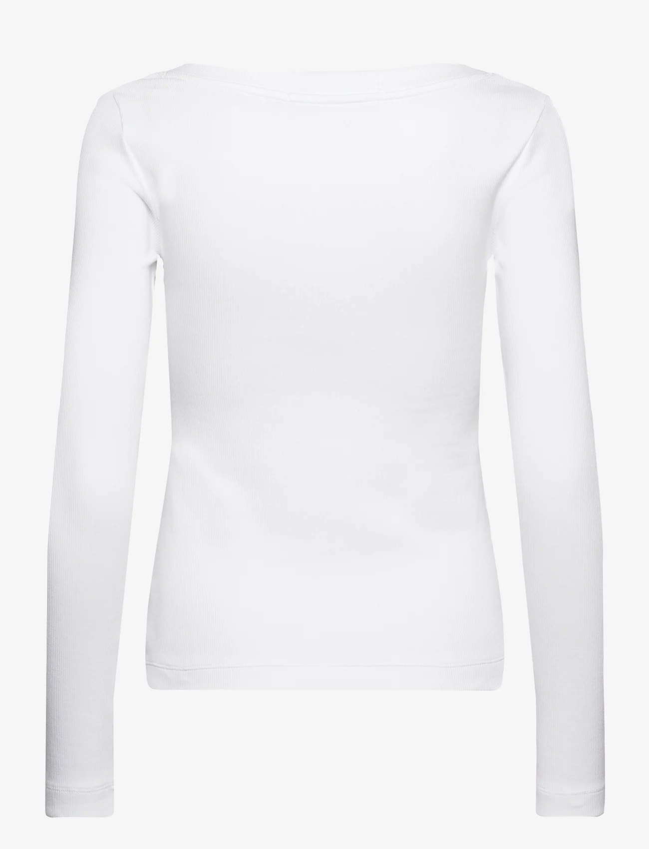 Calvin Klein Jeans - RIB V-NECK MONOLOGO LONG SLEEVE - langärmlige tops - bright white - 1