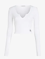 Calvin Klein Jeans - SPLIT COLLAR RIB LONG SLEEVE - navel shirts - bright white - 0