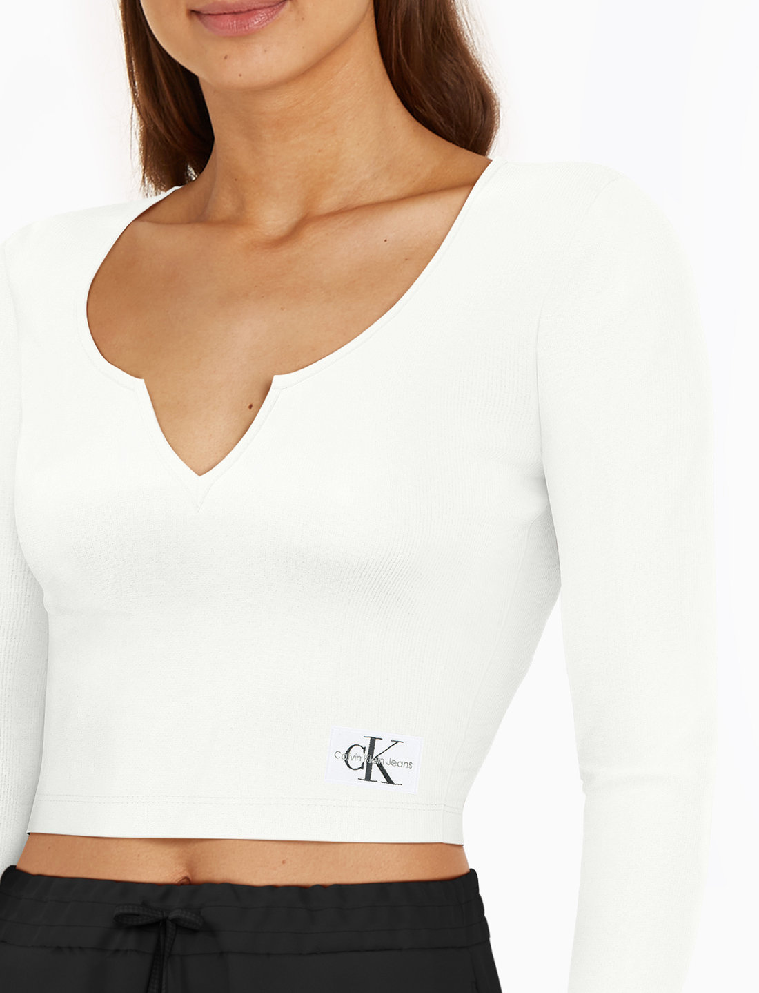 SPLIT COLLAR RIB LONG SLEEVE