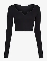 Calvin Klein Jeans - SPLIT COLLAR RIB LONG SLEEVE - navel shirts - ck black - 0