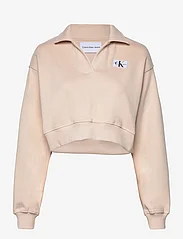 Calvin Klein Jeans - LABEL POLO COLLAR SWEATSHIRT - džemperiai - putty beige - 0