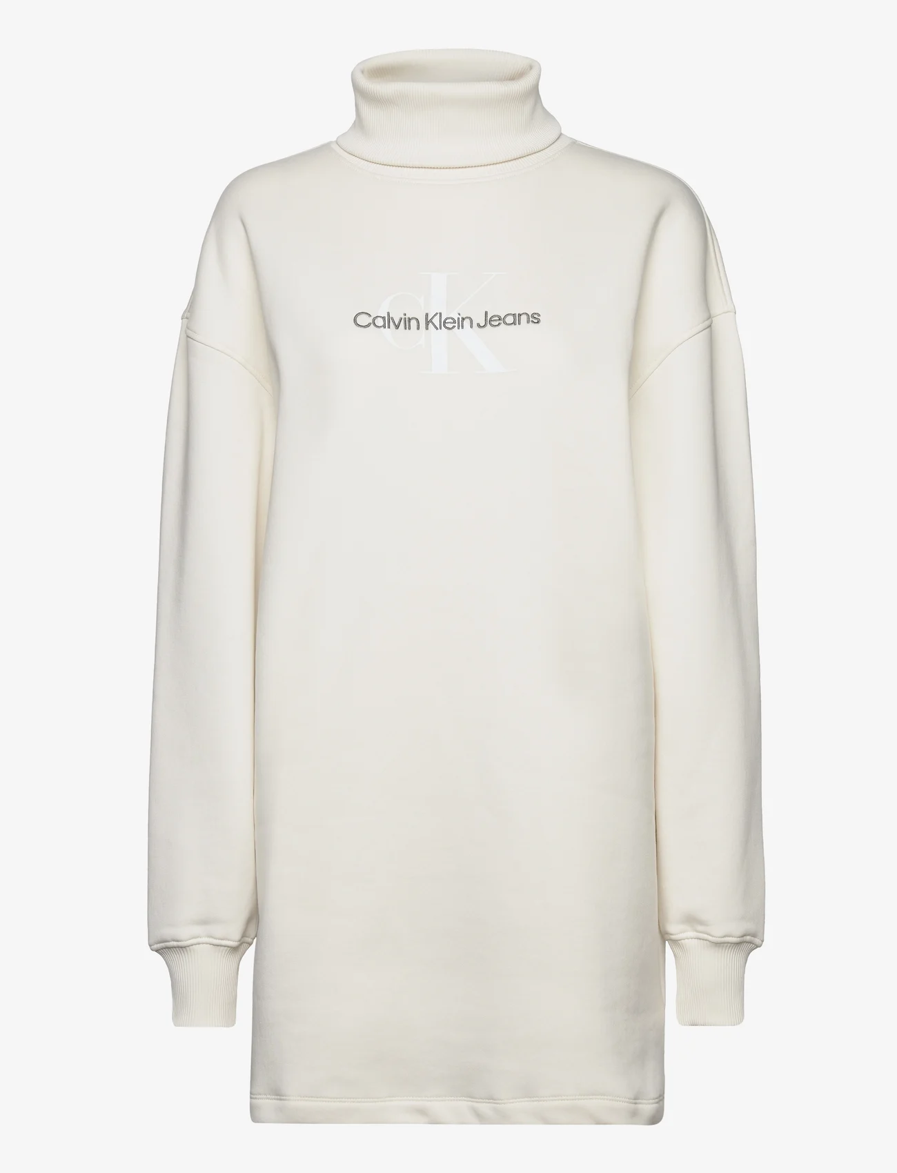 Calvin Klein Jeans - MONOLOGO ROLL NECK DRESS - sweatshirt-kleider - ivory - 0