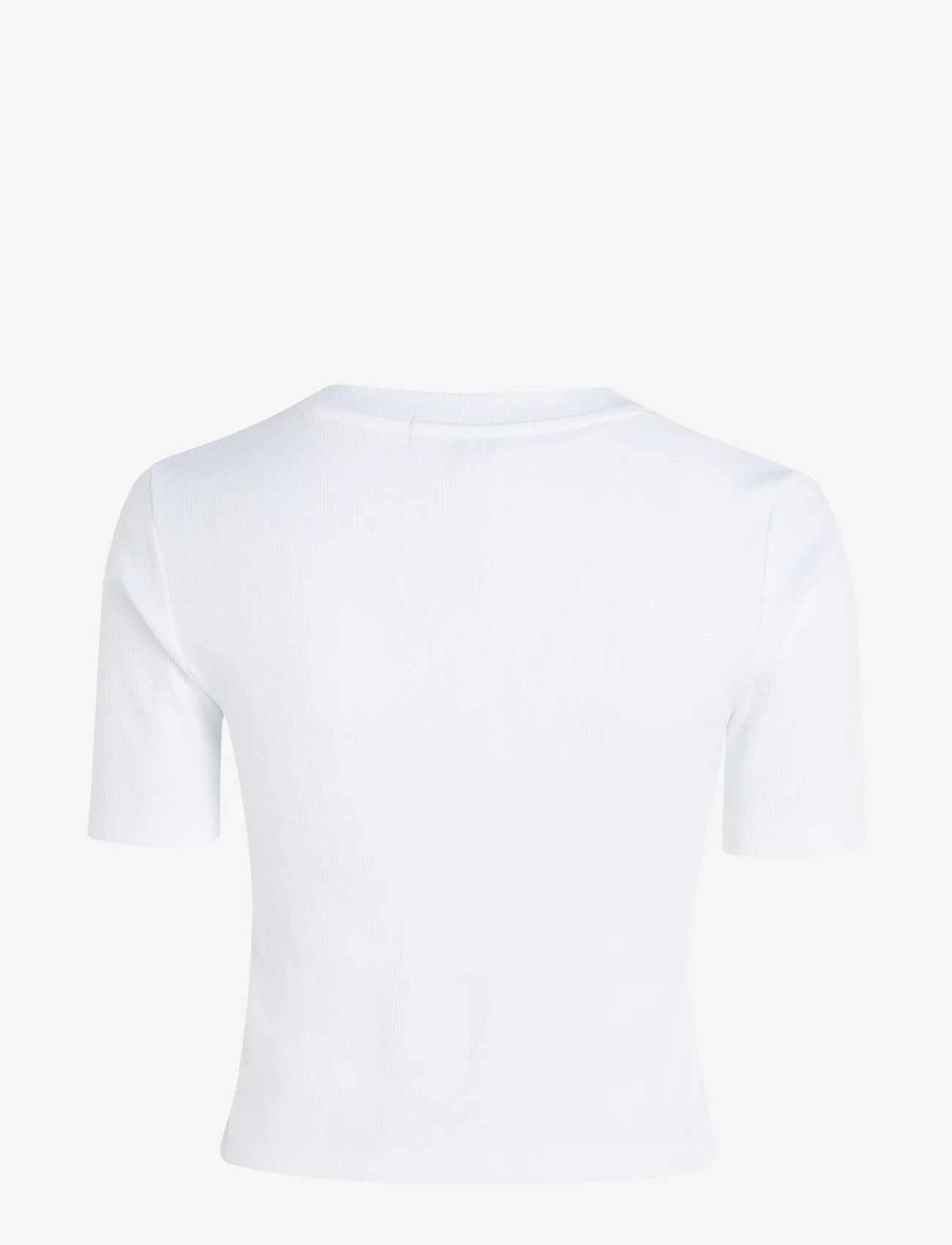 Calvin Klein Jeans - WOVEN LABEL RIB V-NECK TEE - t-shirts & topper - bright white - 1