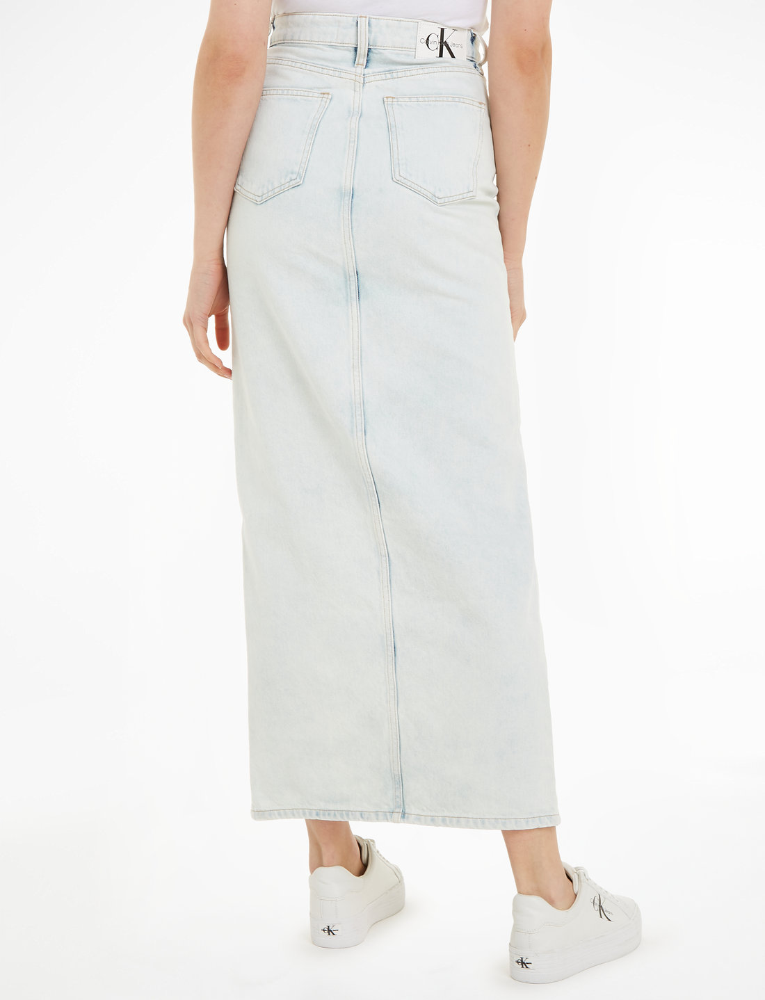 Calvin klein white denim skirt deals