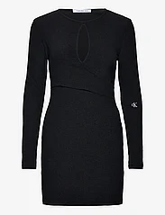 Calvin Klein Jeans - FRONT SPLIT WRAP LS DRESS - bodycon dresses - ck black - 0