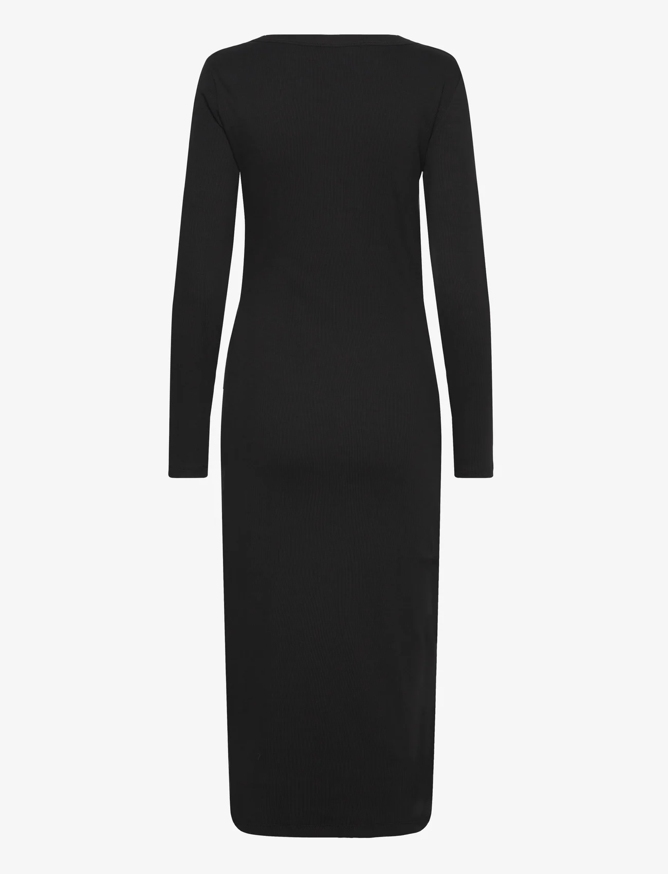 Calvin Klein Jeans - LABEL LONG SLEEVE RIB DRESS - tettsittende kjoler - ck black - 1