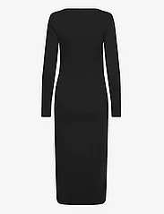 Calvin Klein Jeans - LABEL LONG SLEEVE RIB DRESS - sukienki dopasowane - ck black - 1