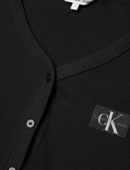 Calvin Klein Jeans - LABEL LONG SLEEVE RIB DRESS - bodycon dresses - ck black - 2