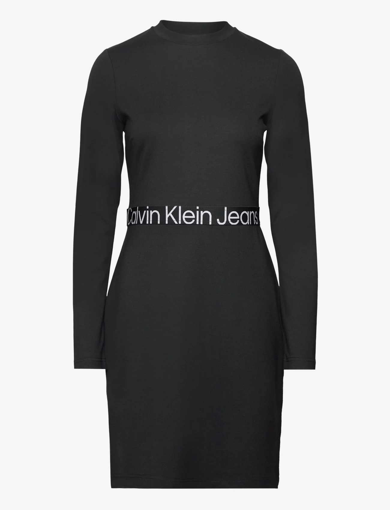 Calvin Klein Jeans - LOGO ELASTIC MILANO LS DRESS - aptemtos suknelės - ck black - 0