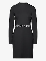 Calvin Klein Jeans - LOGO ELASTIC MILANO LS DRESS - bodycon dresses - ck black - 0