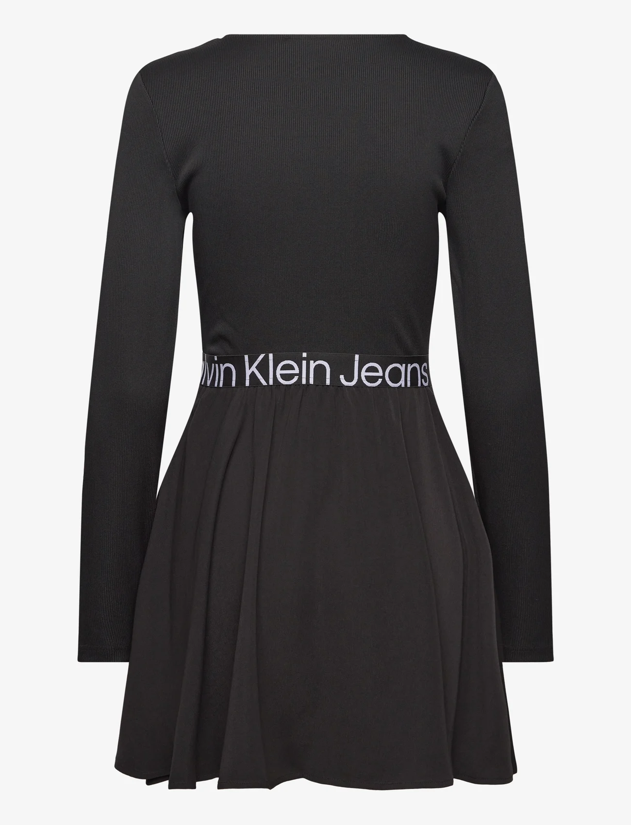 Calvin Klein Jeans - LOGO ELASTIC LONG SLEEVE DRESS - midikjoler - ck black - 1