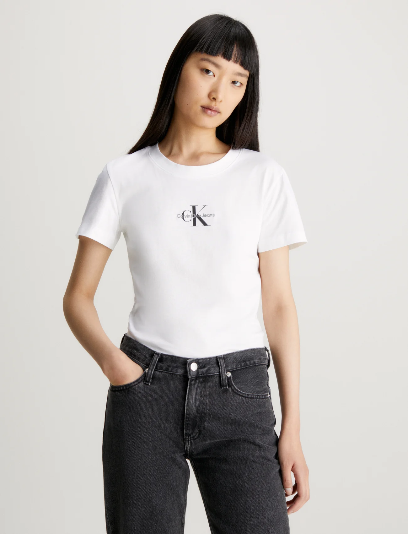 Calvin Klein Jeans - MONOLOGO SLIM TEE - t-shirts - bright white - 0