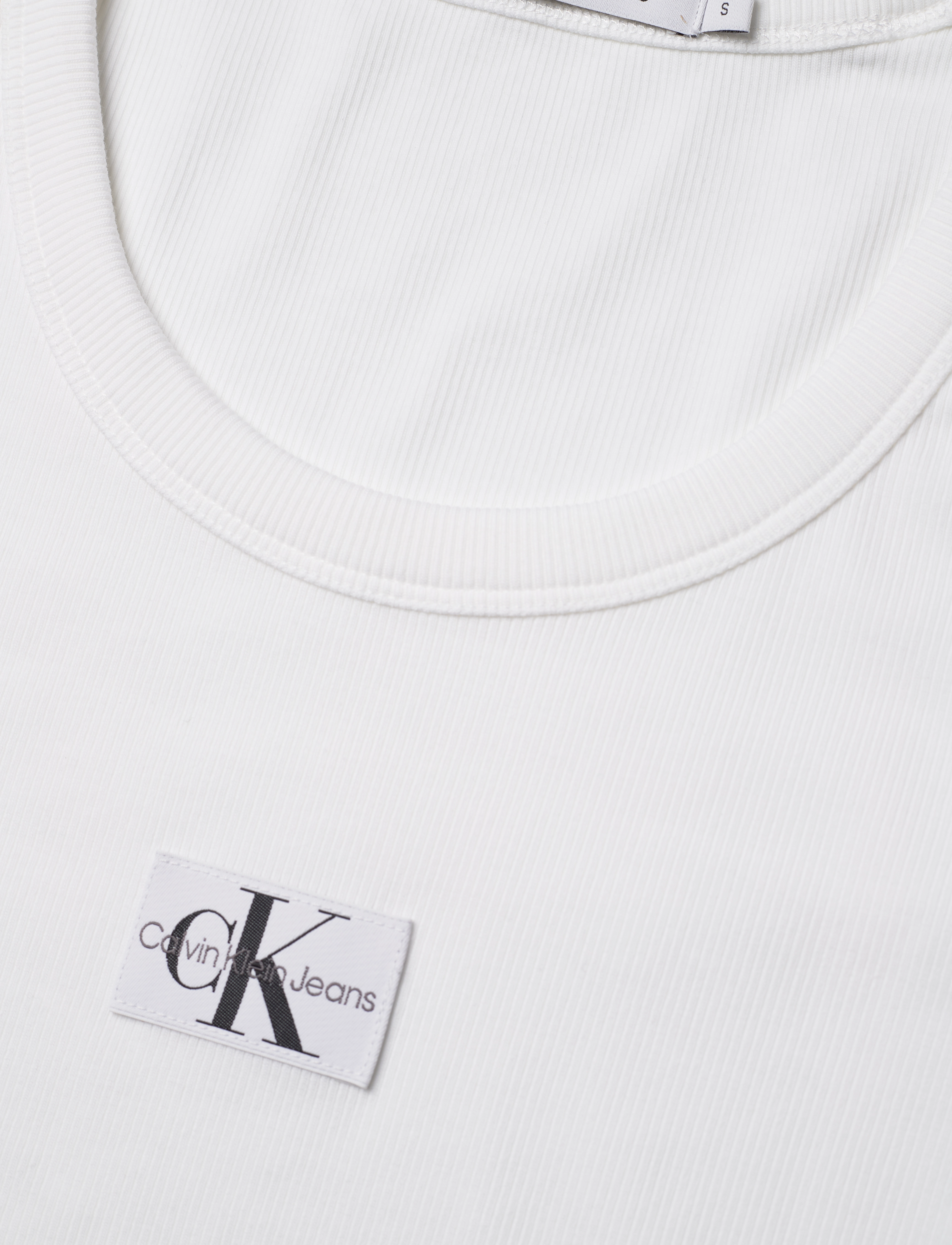 Calvin Klein Jeans - WOVEN LABEL RIB TANK TOP - bright white - 2