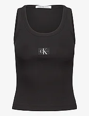 Calvin Klein Jeans - WOVEN LABEL RIB TANK TOP - zemākās cenas - ck black - 0