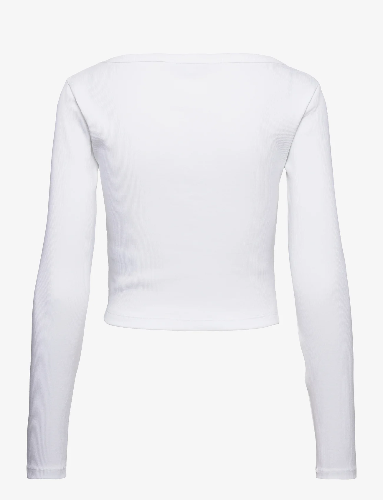 Calvin Klein Jeans - WOVEN LABEL RIB LS CARDIGAN - t-shirts met lange mouwen - bright white - 1