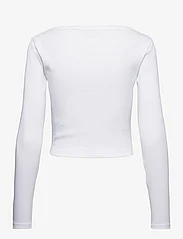 Calvin Klein Jeans - WOVEN LABEL RIB LS CARDIGAN - långärmade toppar - bright white - 1
