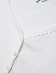Calvin Klein Jeans - WOVEN LABEL RIB LS CARDIGAN - pitkähihaiset t-paidat - bright white - 2
