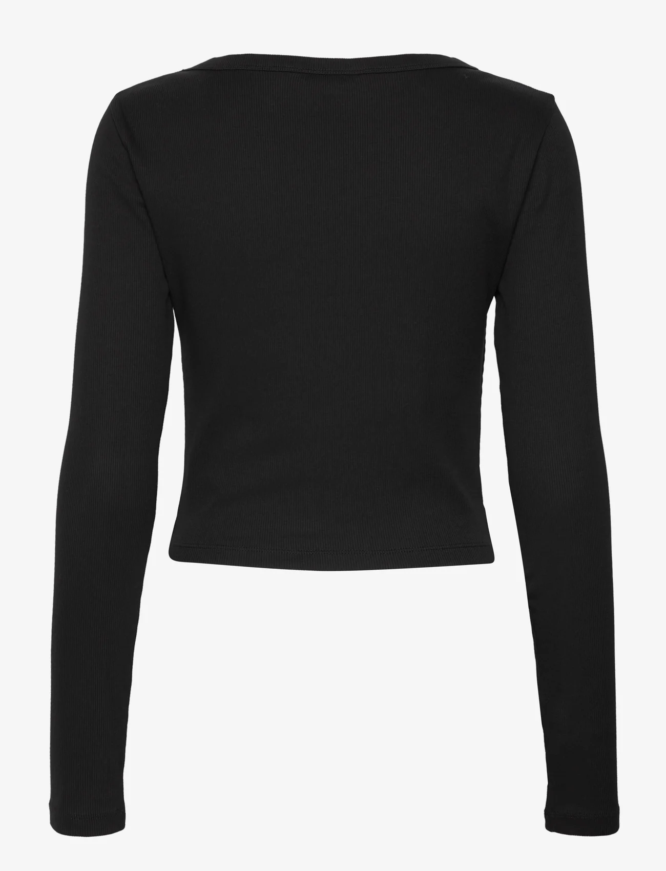 Calvin Klein Jeans - WOVEN LABEL RIB LS CARDIGAN - t-shirts met lange mouwen - ck black - 1