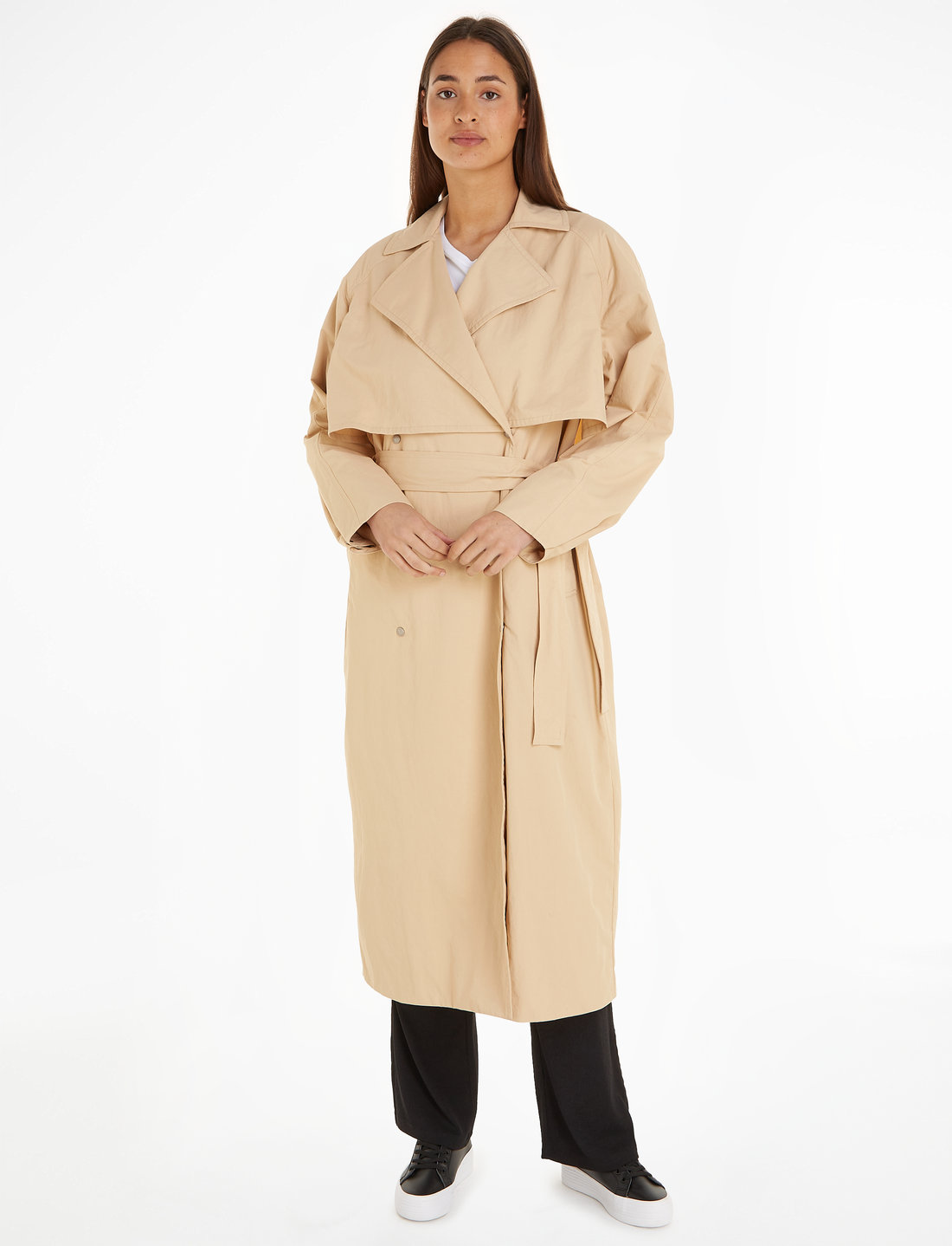Calvin klein women's top belted trench coat