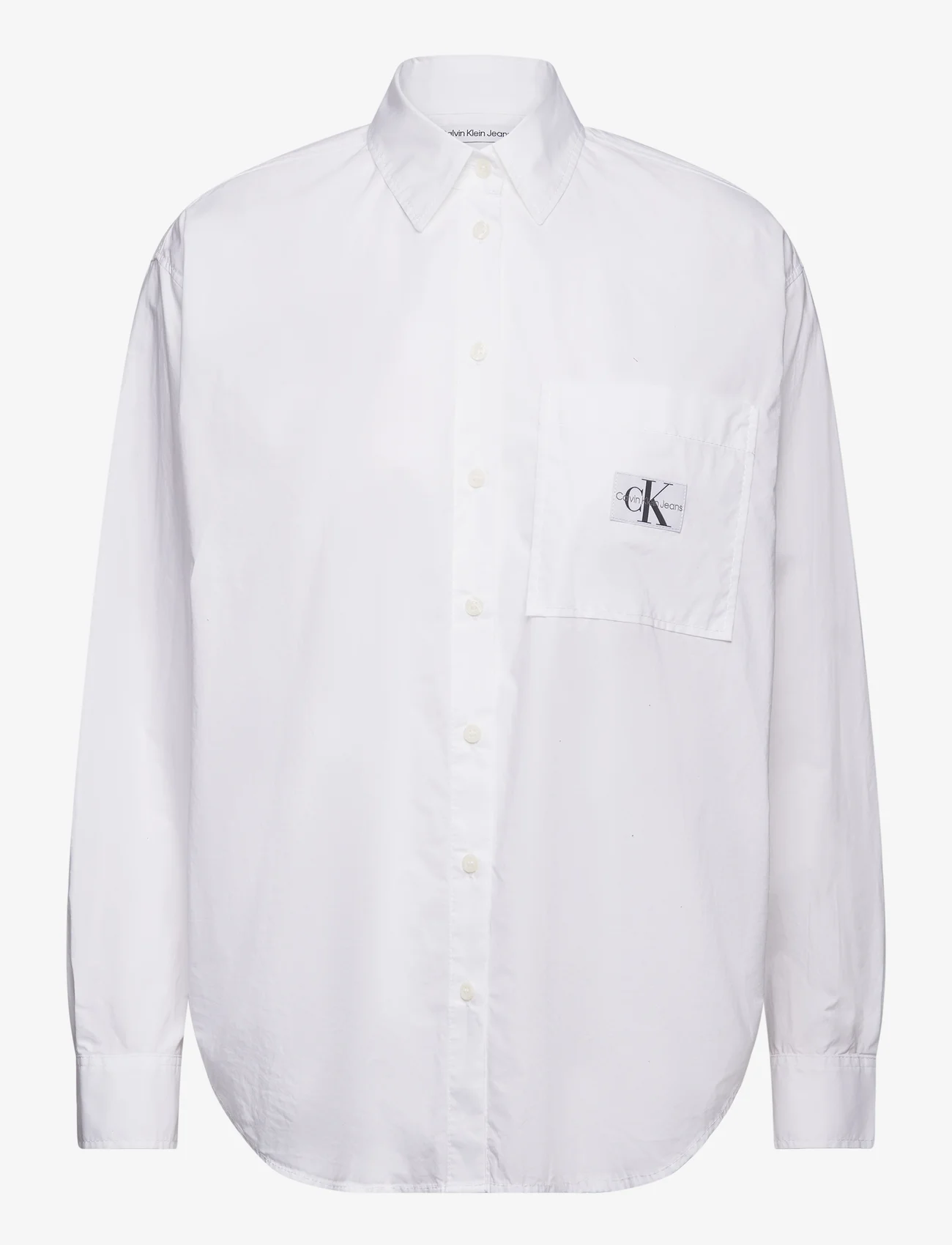 Calvin Klein Jeans - WOVEN LABEL RELAXED SHIRT - krekli ar garām piedurknēm - bright white - 0