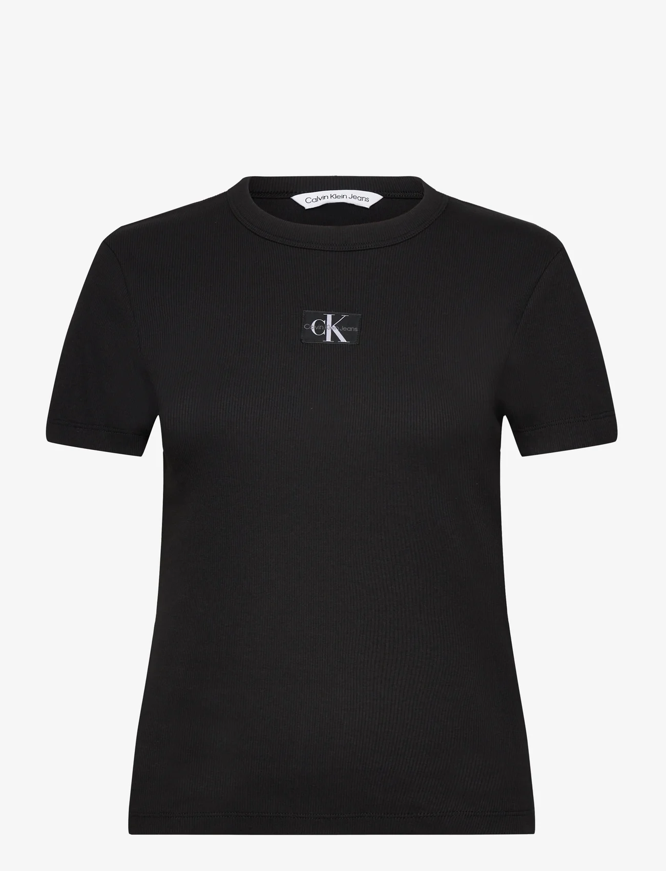Calvin Klein Jeans - WOVEN LABEL RIB REGULAR TEE - t-shirts - ck black - 0