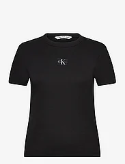 Calvin Klein Jeans - WOVEN LABEL RIB REGULAR TEE - alhaisimmat hinnat - ck black - 0