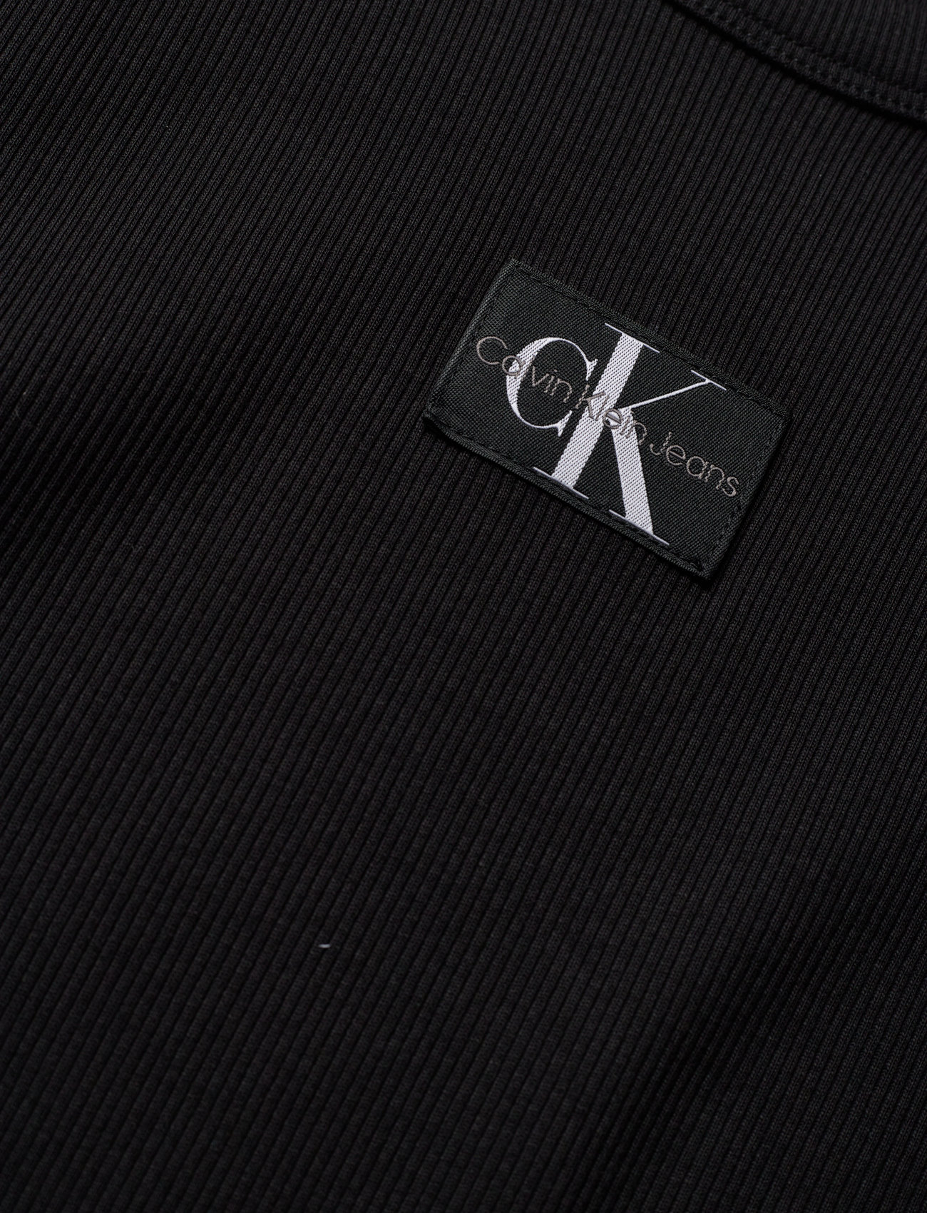 Calvin Klein Jeans - WOVEN LABEL RIB REGULAR TEE - zemākās cenas - ck black - 1