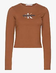 Calvin Klein Jeans - SEASONAL MONOLOGO LONG SLEEVE - long-sleeved tops - fudge brown - 0