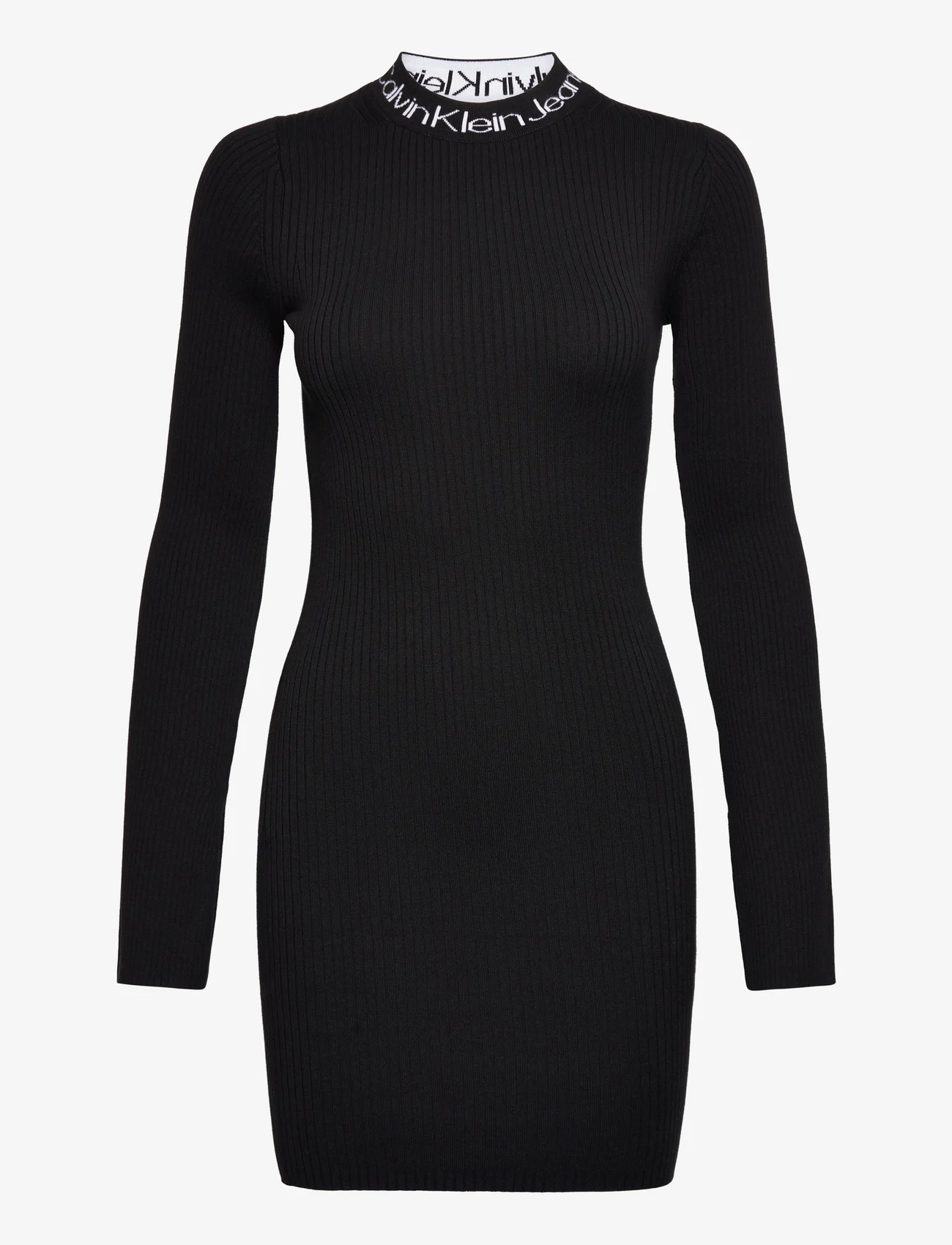 Calvin Klein Jeans - LOGO INTARSIA SWEATER DRESS - bodycon dresses - ck black - 0