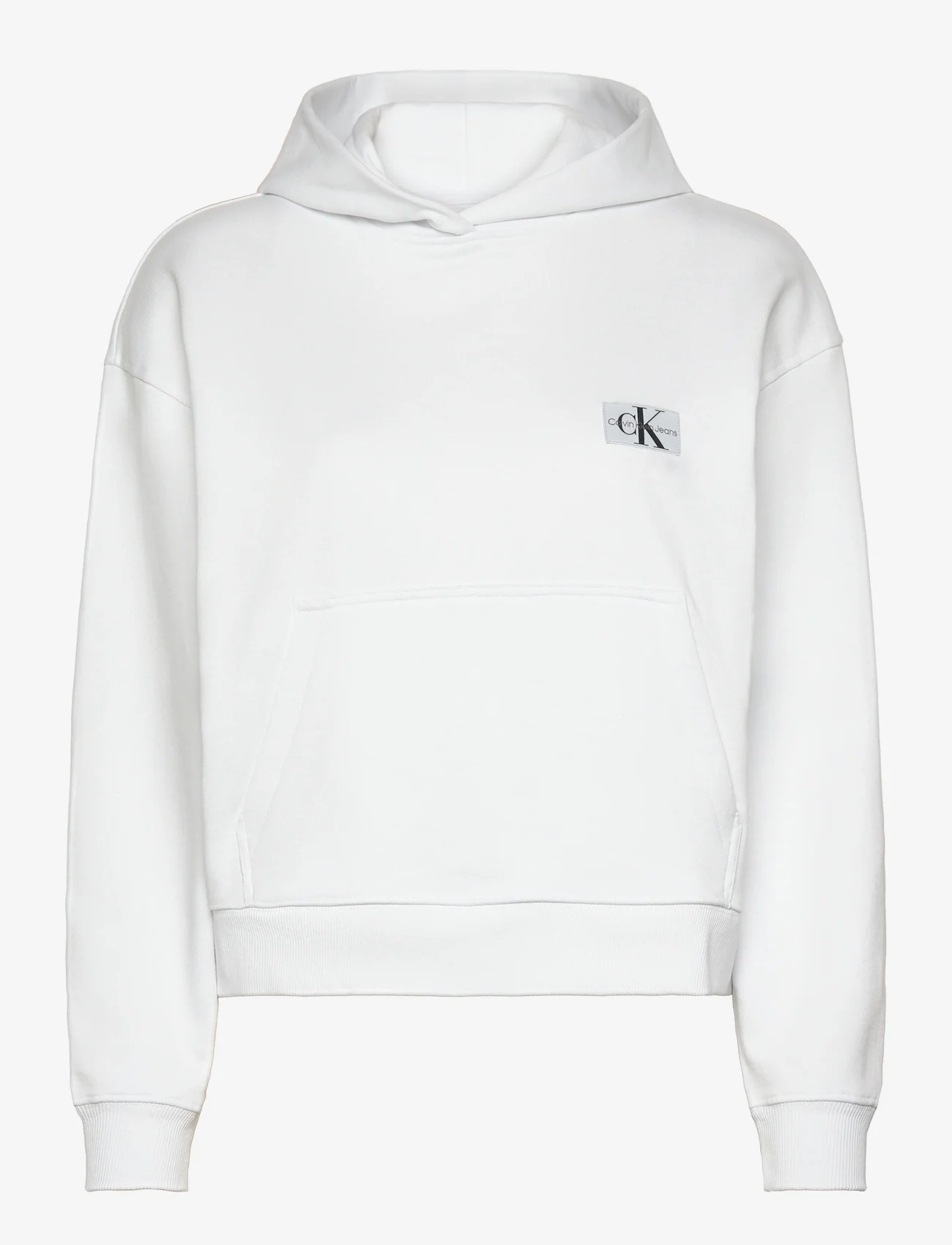 Calvin Klein Jeans - WOVEN LABEL HOODIE - hoodies - bright white - 0