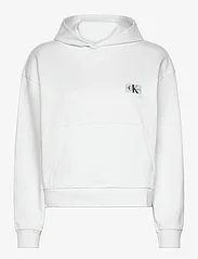 Calvin Klein Jeans - WOVEN LABEL HOODIE - sporta džemperi un džemperi ar kapuci - bright white - 0