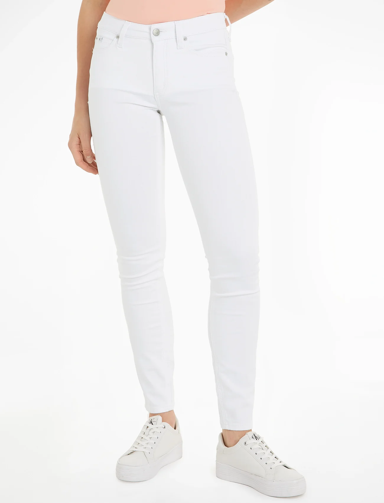 Calvin Klein Jeans - MID RISE SKINNY - džinsa bikses ar šaurām starām - denim light - 1