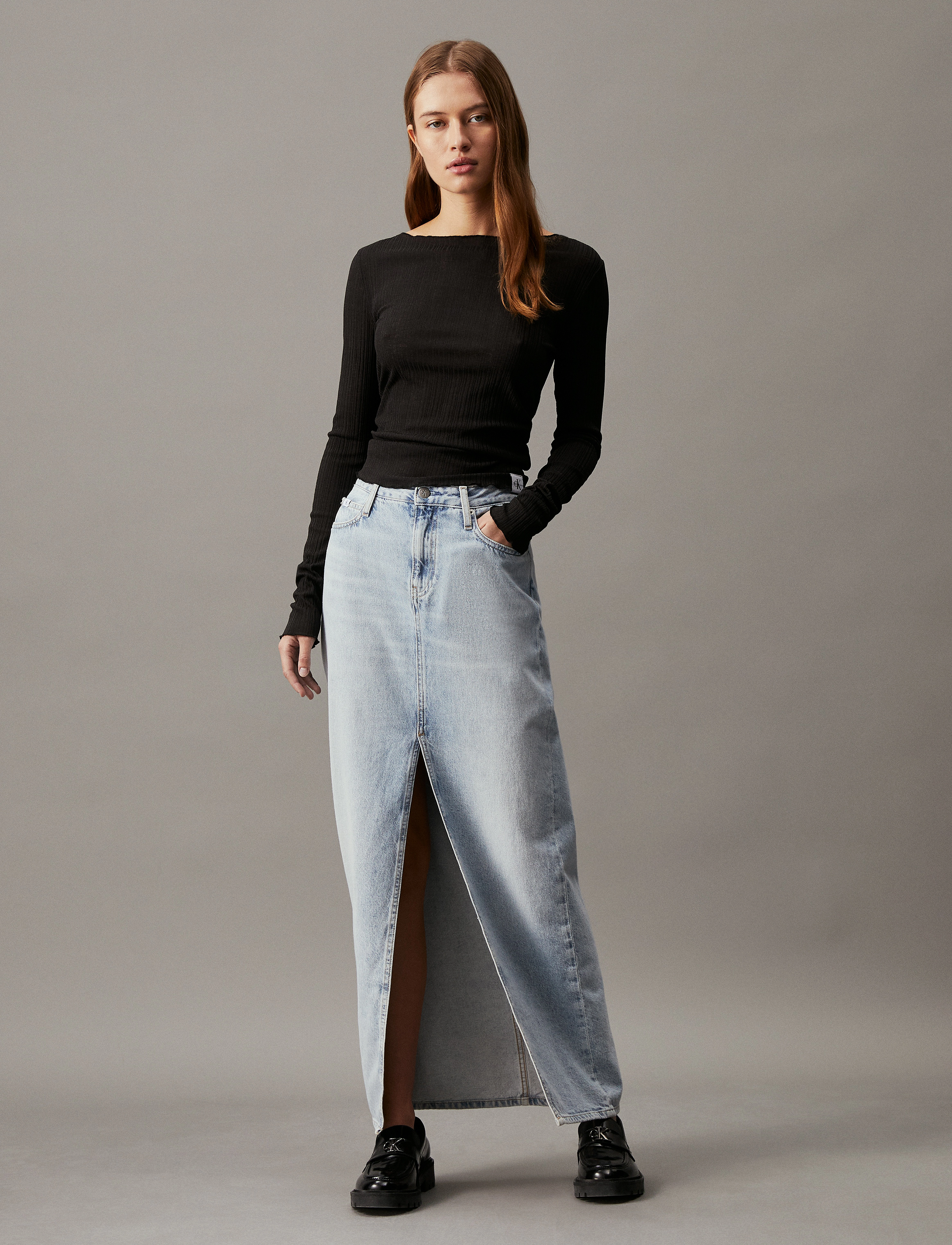 Calvin Klein Jeans - MAXI SKIRT - gallapils - denim light - 5