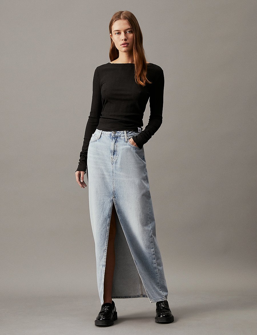 Calvin Klein Jeans - MAXI SKIRT - jeansröcke - denim light - 5