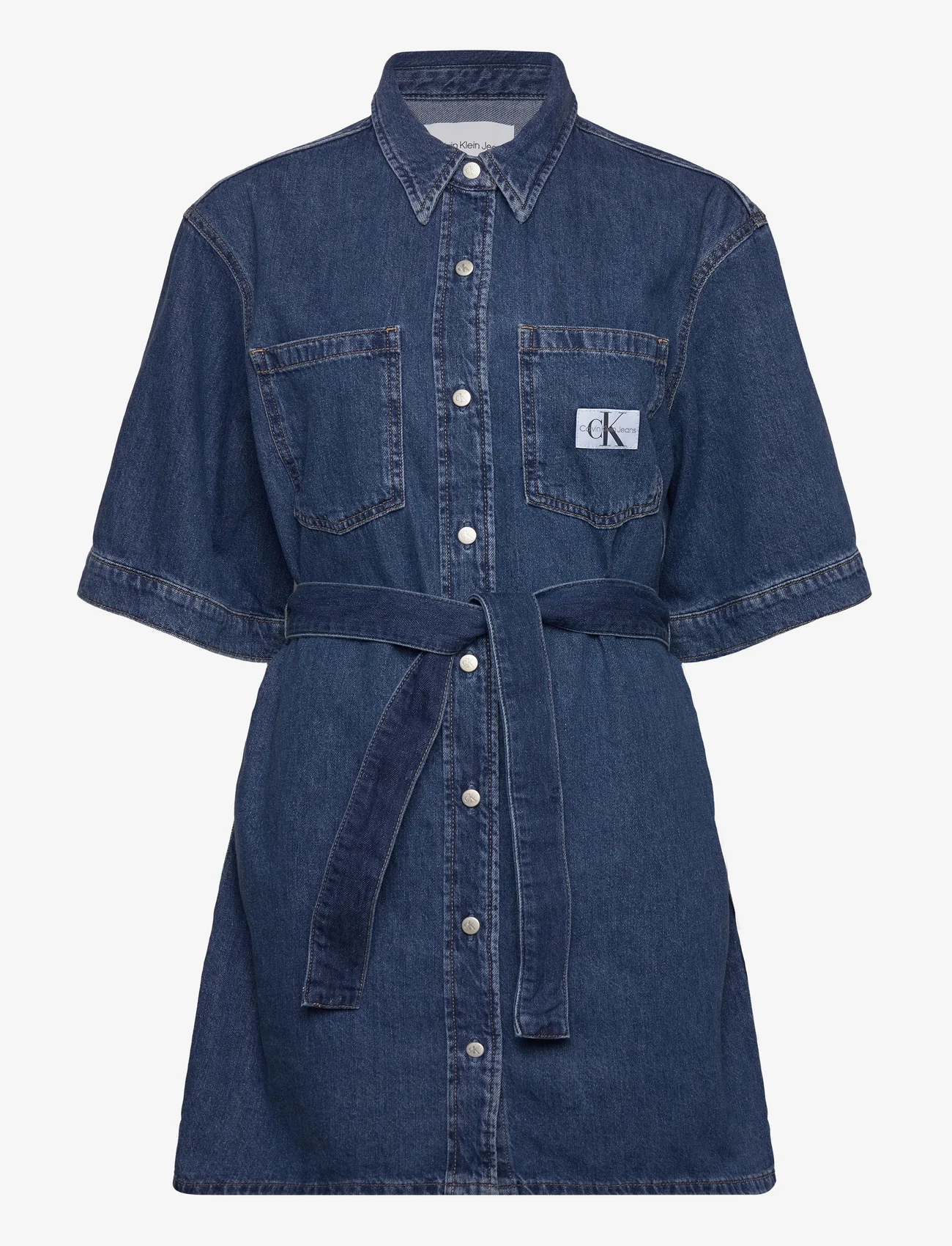 Calvin Klein Jeans - BOXY BELTED SHIRT DRESS - skjortekjoler - denim light - 0