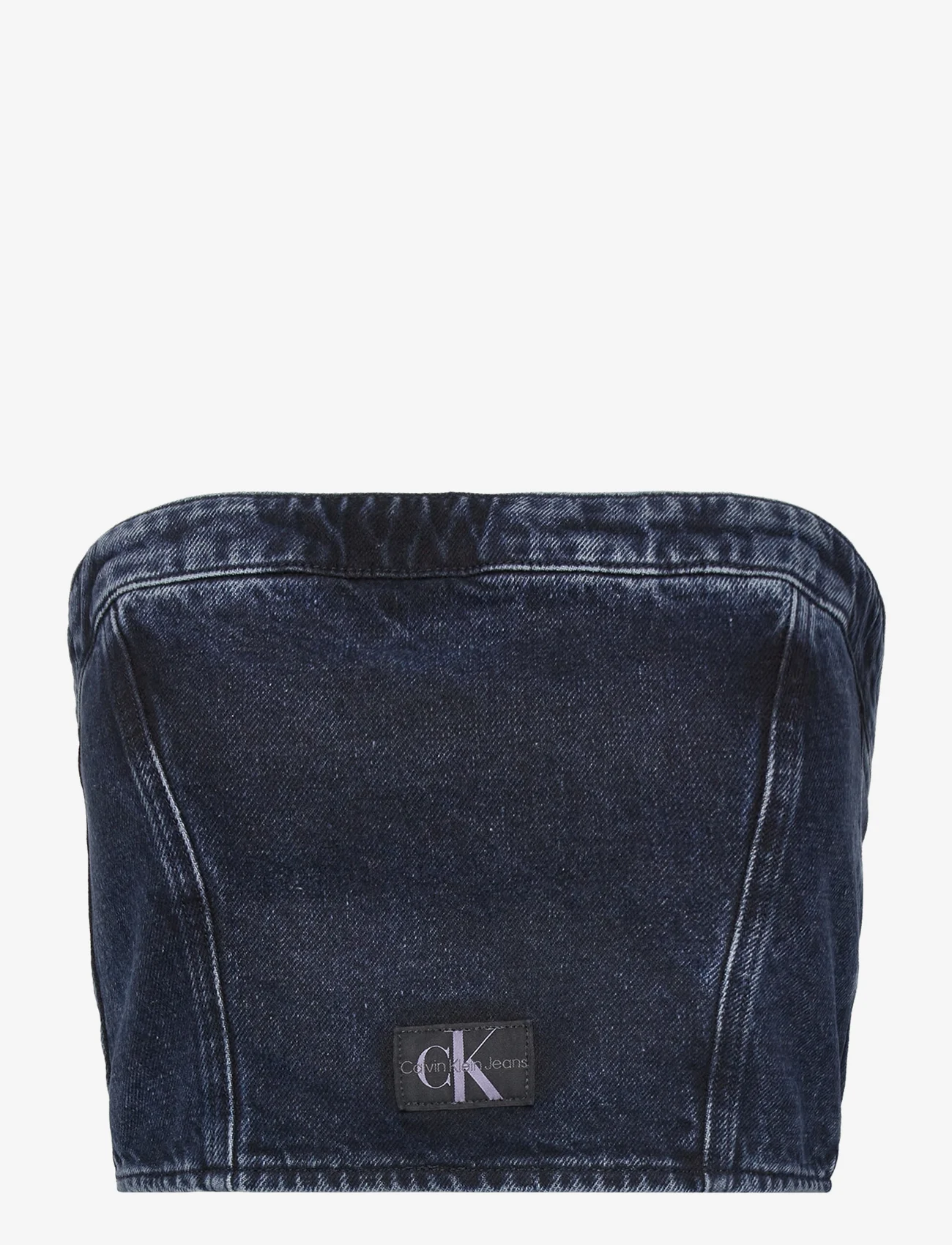 Calvin Klein Jeans - DENIM TUBE TOP - crop tops - denim dark - 0