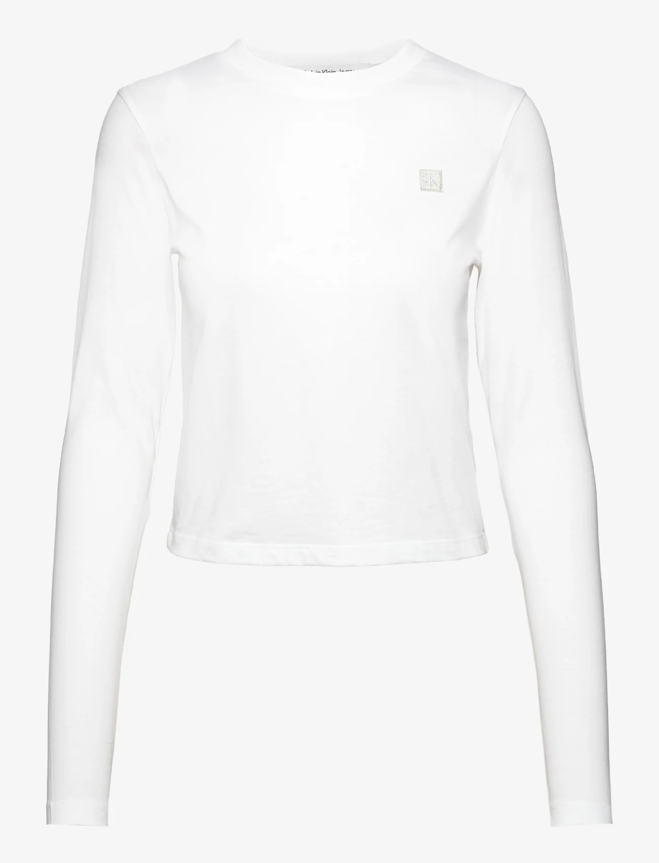 Calvin Klein Jeans - CK EMBRO BADGE LS BABY TEE - långärmade toppar - bright white - 0