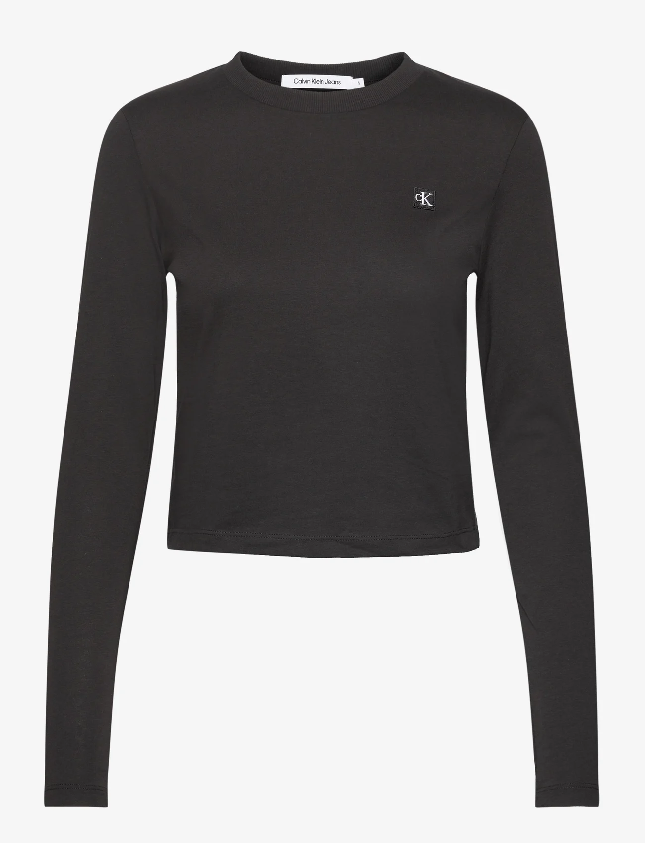 Calvin Klein Jeans - CK EMBRO BADGE LS BABY TEE - topi ar garām piedurknēm - ck black - 0