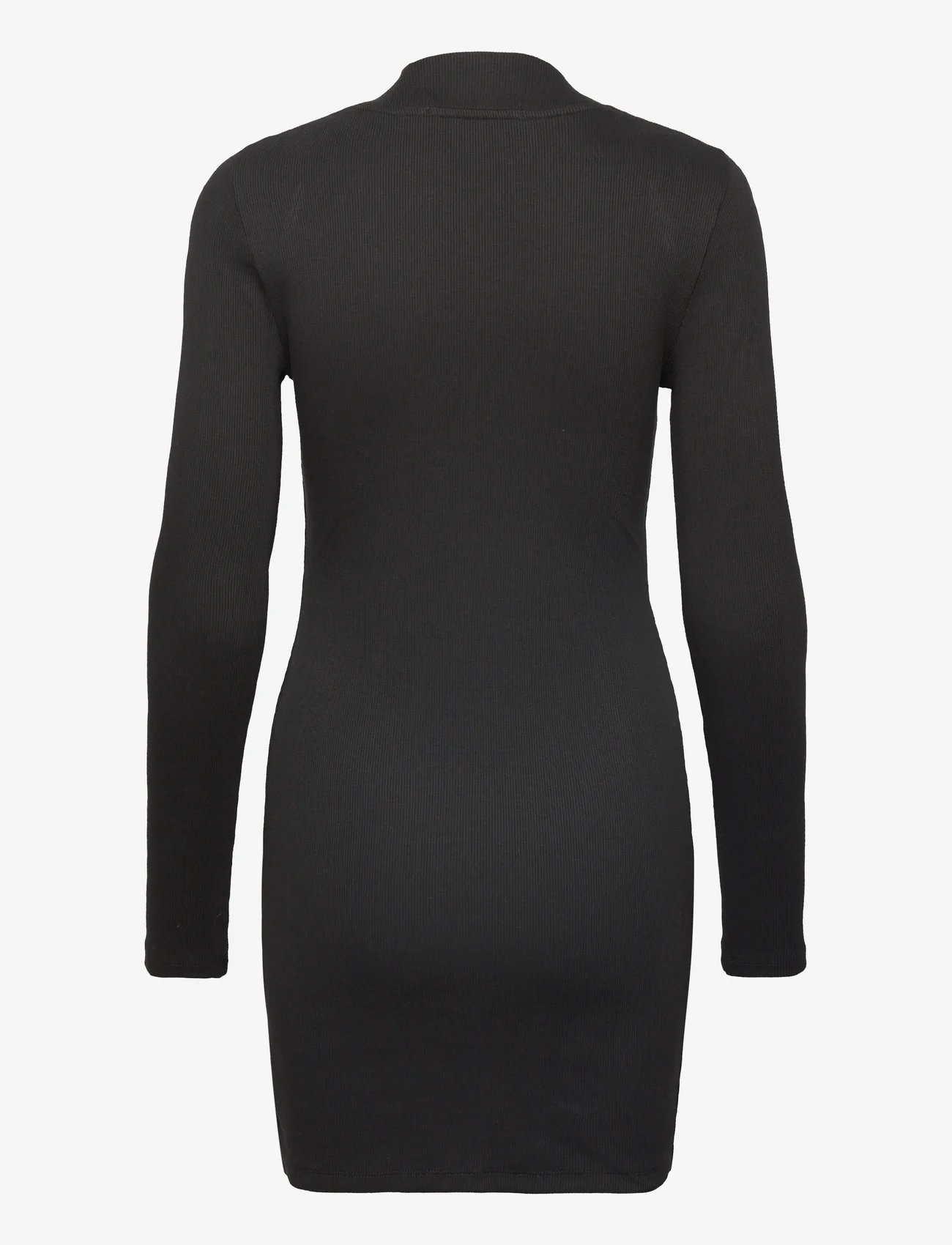 Calvin Klein Jeans - WOVEN LABEL RIB LS DRESS - bodycon dresses - ck black - 1